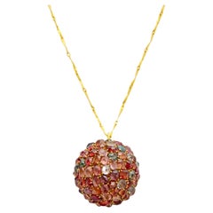 18kt Gold PSTM Myanmar Spinel Disco Ball Necklace