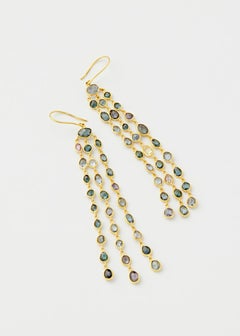 18kt Gold PSTM Myanmar Spinel Three Column Drop Earrings