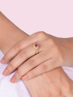 18kt Gold & Radiant Ruby Ring With Diamond Accents