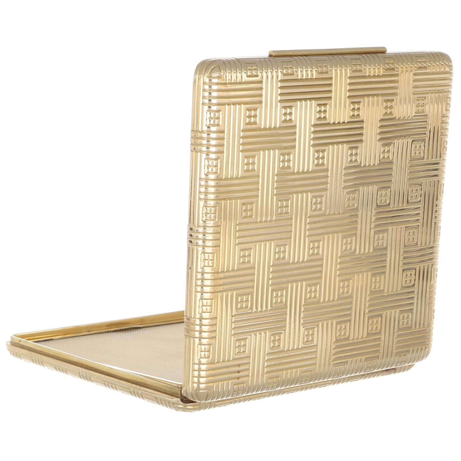 18Kt Gold Rare Compact Powder Box - Made in Italy 1970 circa - Geometric Pattern In Excellent Condition For Sale In Bergamo, BG