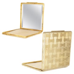 18Kt Gold Rare Compact Powder Box - Made in Italy 1970 circa - Geometric Pattern