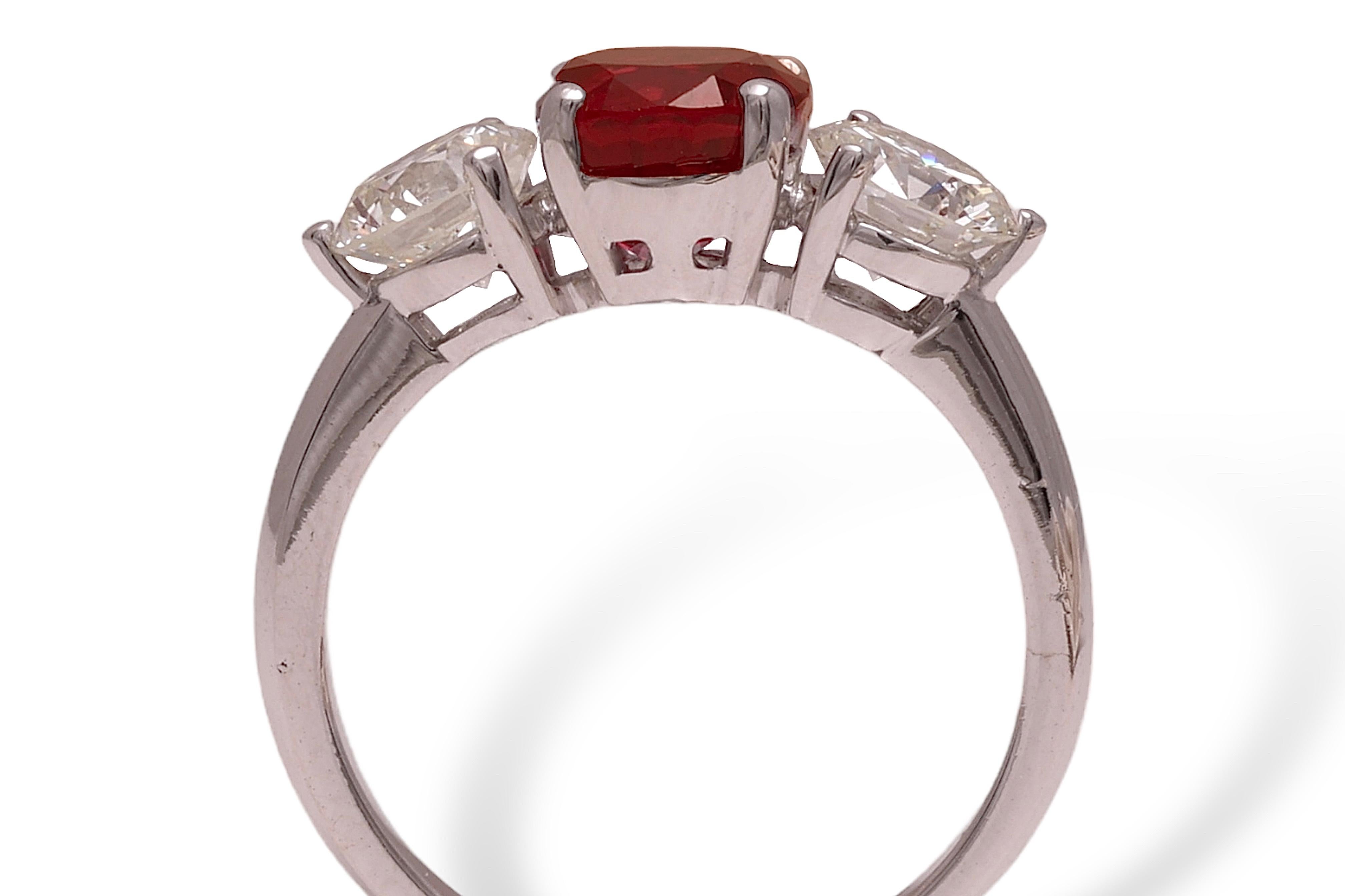 18kt Gold Ring GRS 2.19 Ct Burmese Pigeon Blood Vivid Red Ruby & 1.5ct Diamonds For Sale 4