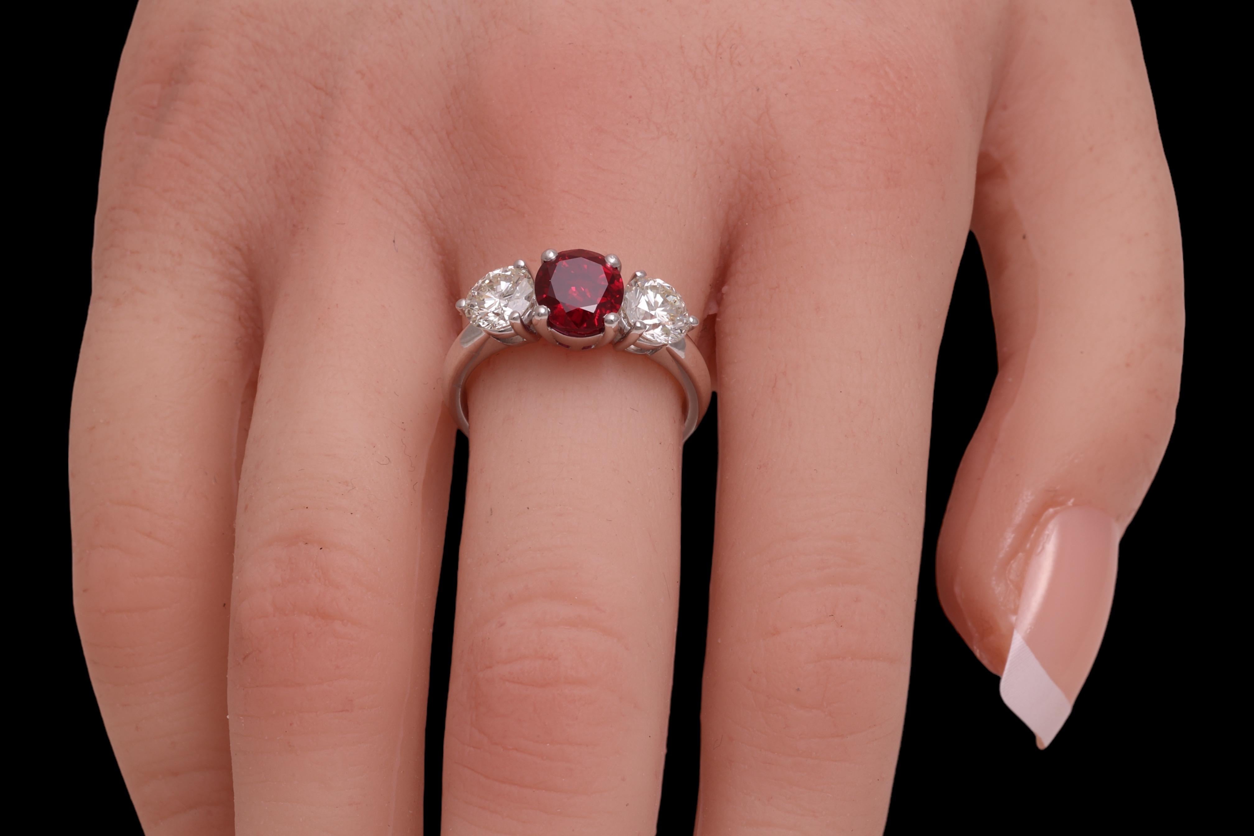 18kt Gold Ring GRS 2.19 Ct Burmese Pigeon Blood Vivid Red Ruby & 1.5ct Diamonds For Sale 6
