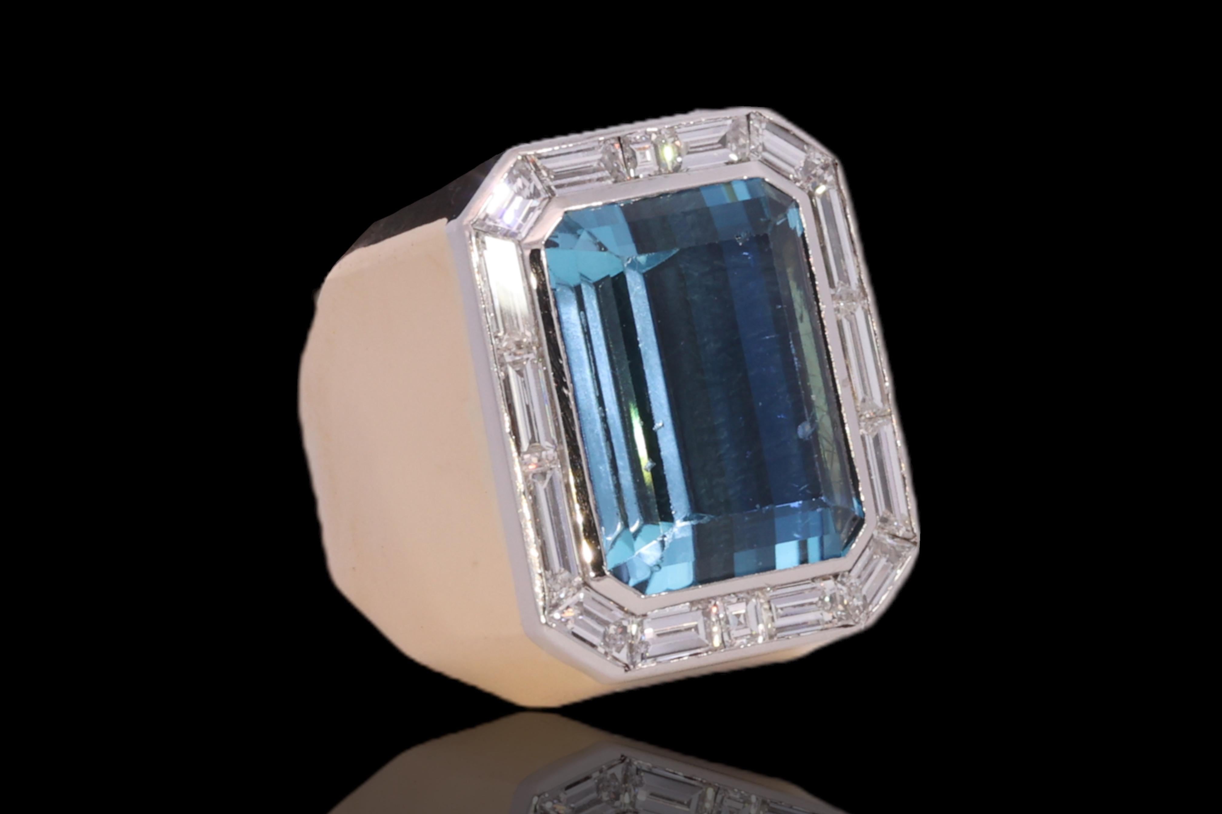 18kt Gold Ring GRS Certified Santa Maria Aquamarine 15.6ct, Estate Sultan Oman For Sale 2