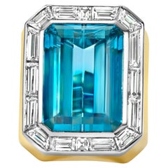 18kt Gold Ring GRS Certified Santa Maria Aquamarine 15.6ct, Estate Sultan Oman