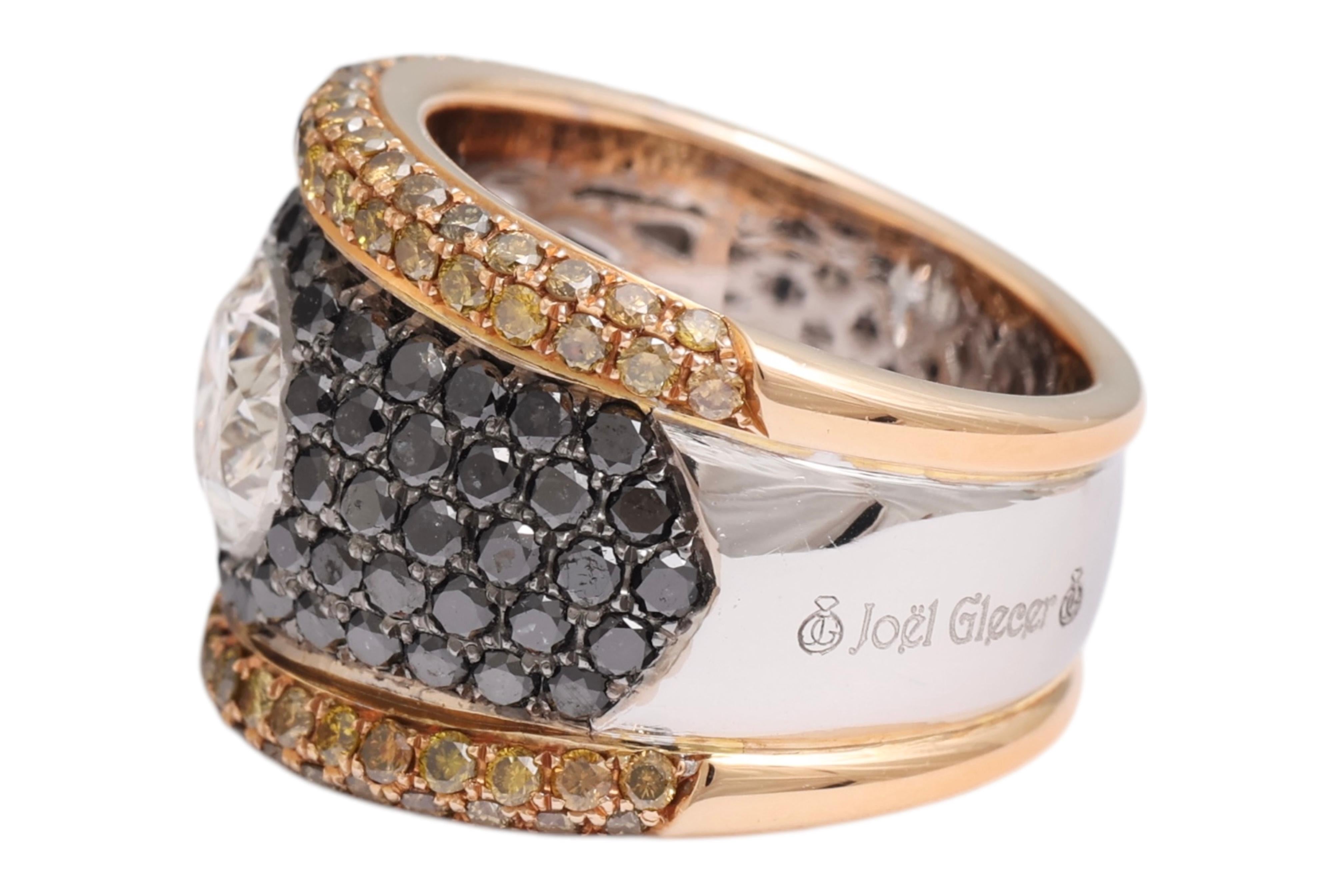 Oval Cut 18kt Gold Ring with Black & Fancy Cognac Diamonds, 2.31ct Large Oval Diamond For Sale