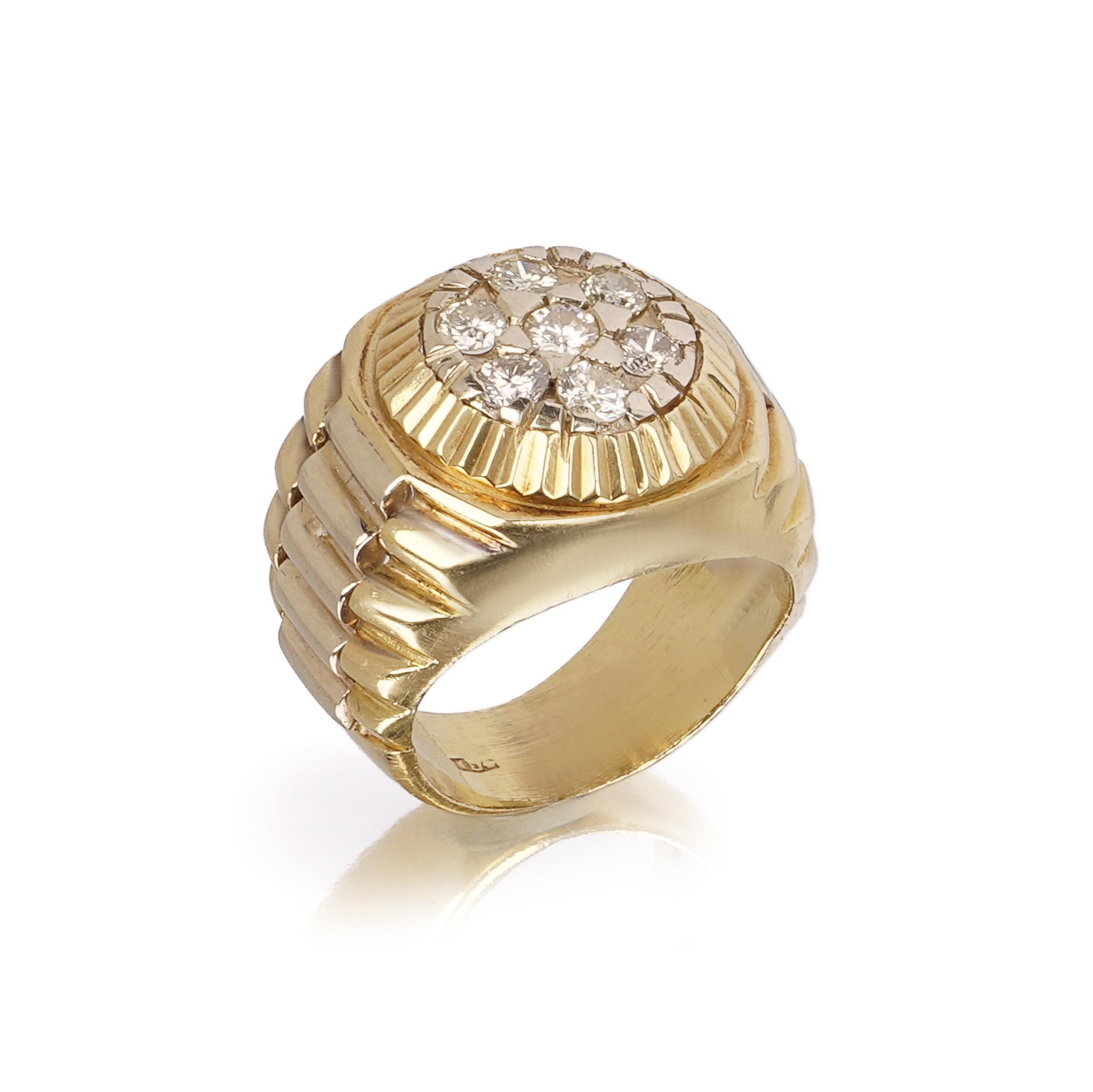 18kt Gold Rolex-Stil Diamantring (Brillantschliff) im Angebot