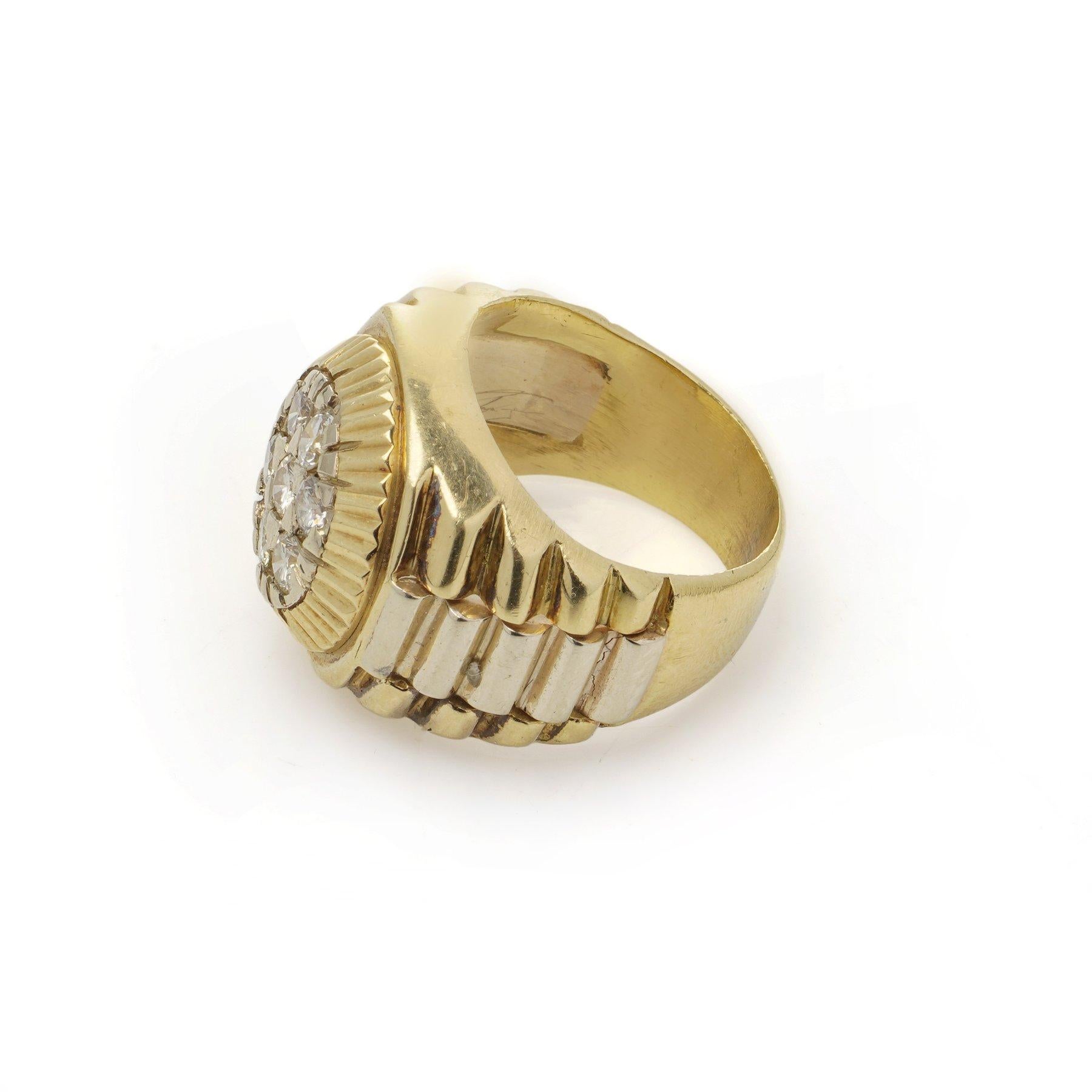 18kt Gold Rolex-Stil Diamantring im Angebot 1