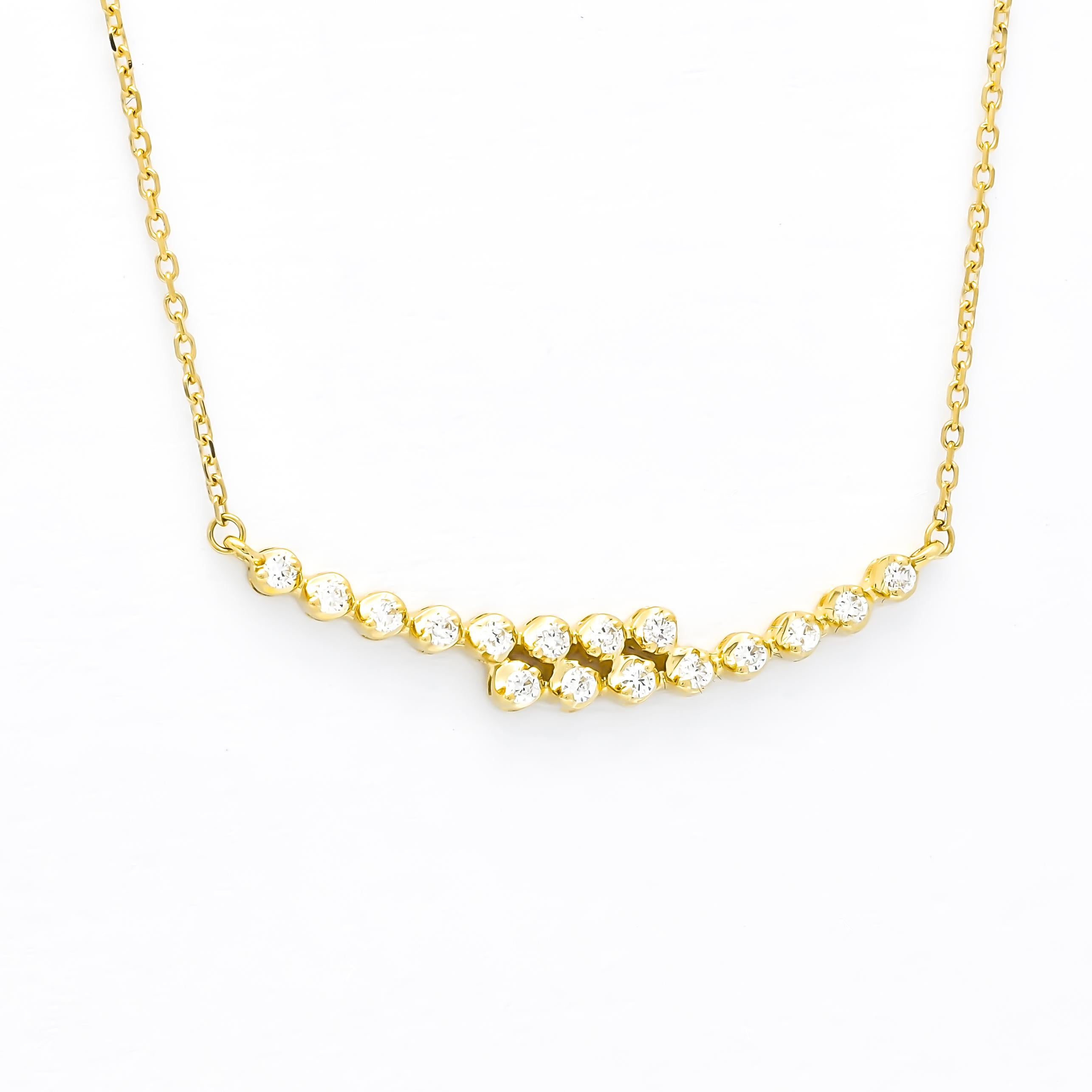 Chaîne collier à barre en or jaune 18 carats avec diamants naturels de 0,20 carat Neuf - En vente à Antwerpen, BE