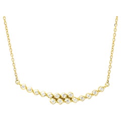 Natural Diamond 0.20 carats 18 Karat Yellow Gold Bar Chain Necklace 