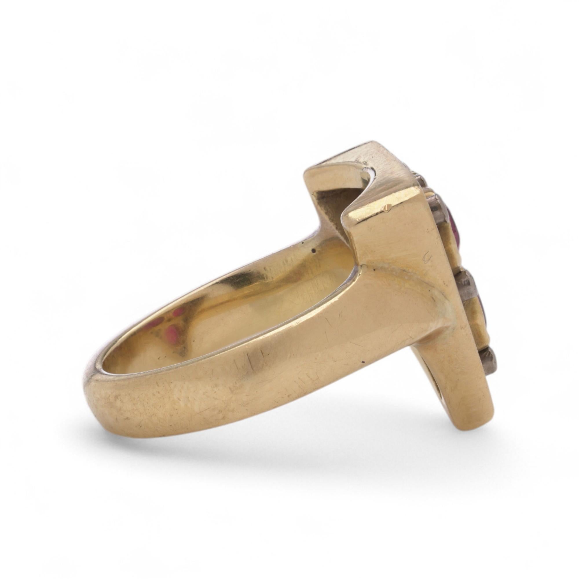 18kt Gold Rubin und Diamant Ring - UK 1970s (Rundschliff) im Angebot