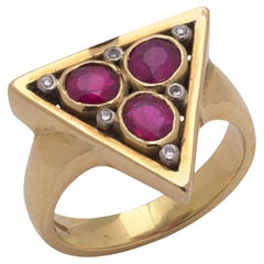 18kt Gold Ruby and Diamond Ring – UK 1970s
