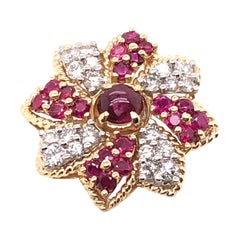 18kt Gold Ruby and Diamond Vintage 1960
s Pendant