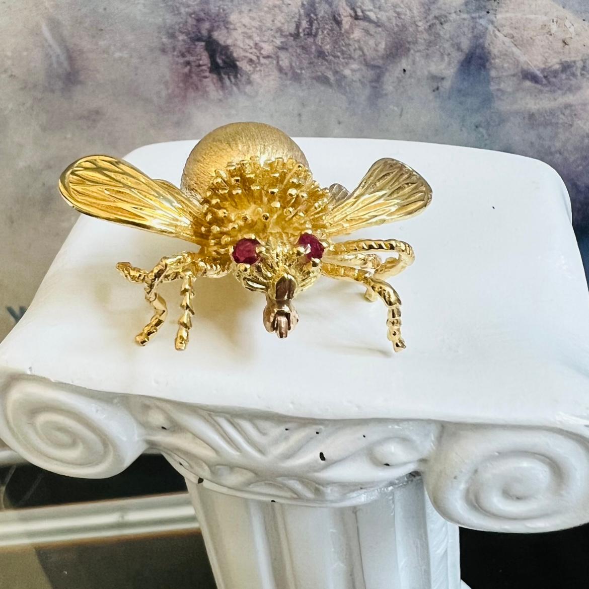 18 Karat Gold & Ruby Bug Brooch by Tiffany & Co. 1
