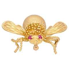 Vintage 18 Karat Gold & Ruby Bug Brooch by Tiffany & Co.