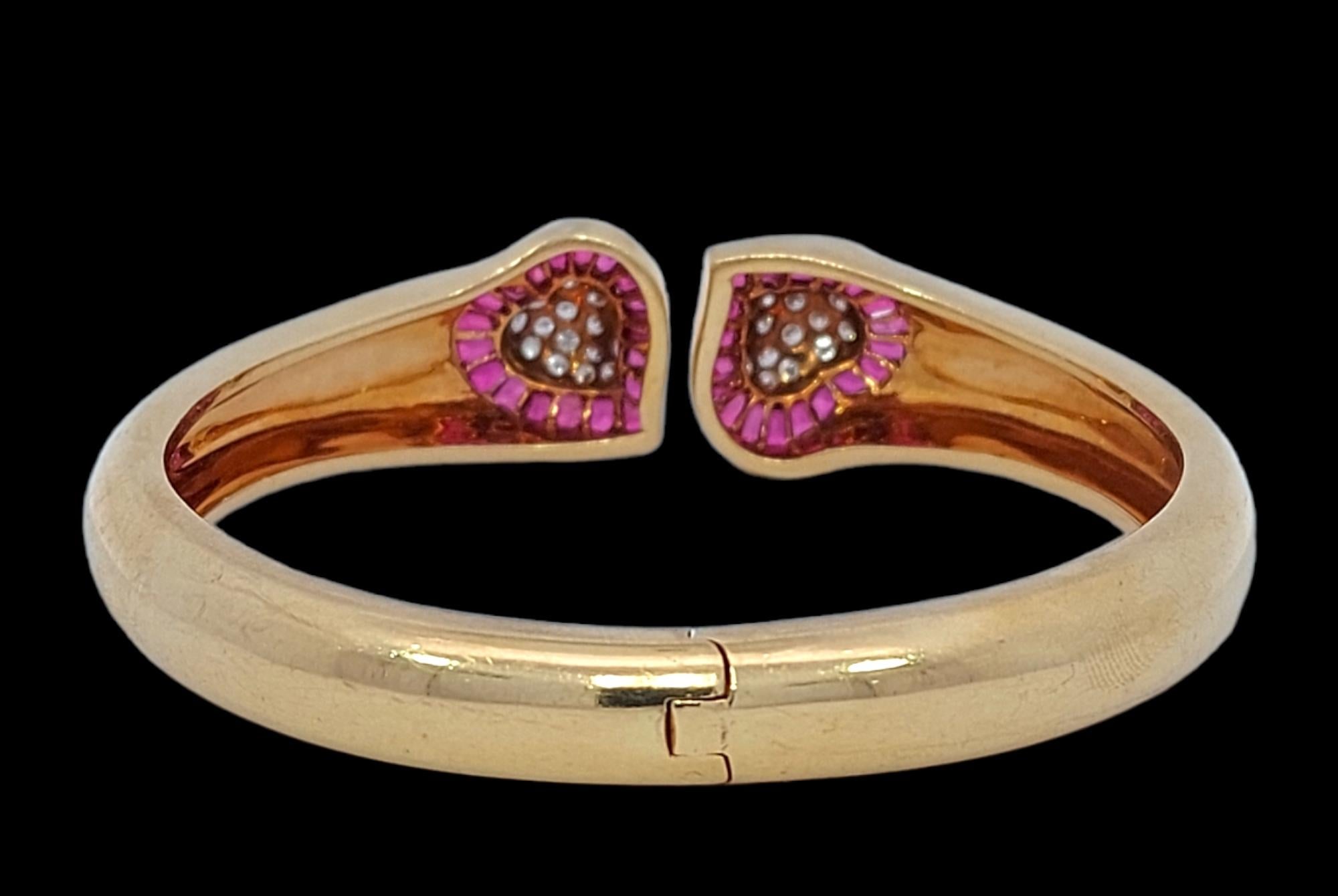 Or 18kt Set 2 Adler Genève Heart Bracelets Set Saphir, Rubis, Diamants en vente 6