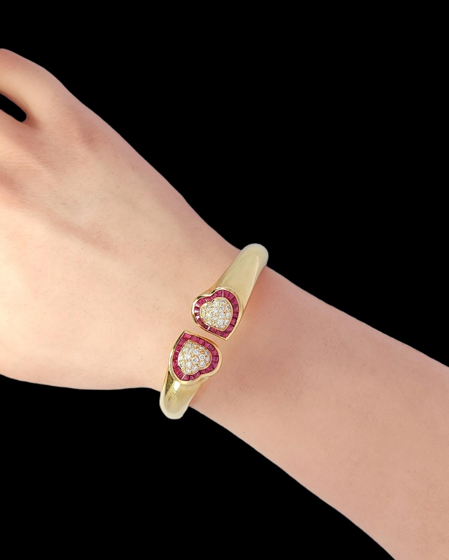 Or 18kt Set 2 Adler Genève Heart Bracelets Set Saphir, Rubis, Diamants en vente 8