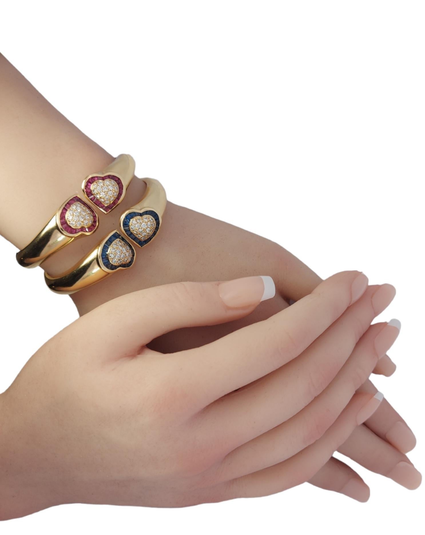 Or 18kt Set 2 Adler Genève Heart Bracelets Set Saphir, Rubis, Diamants en vente 10