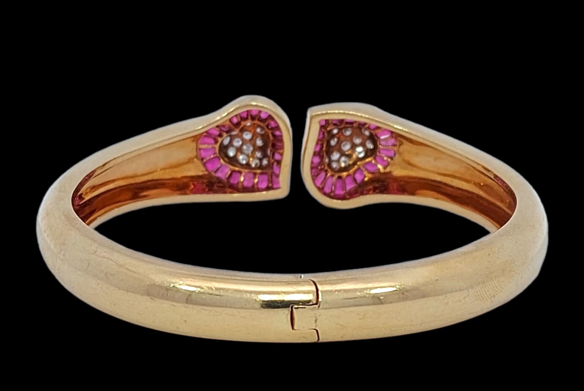 18kt Gold Set of 2 Adler Genève Heart Bracelets Set with Sapphire, Rub, Diamonds 6