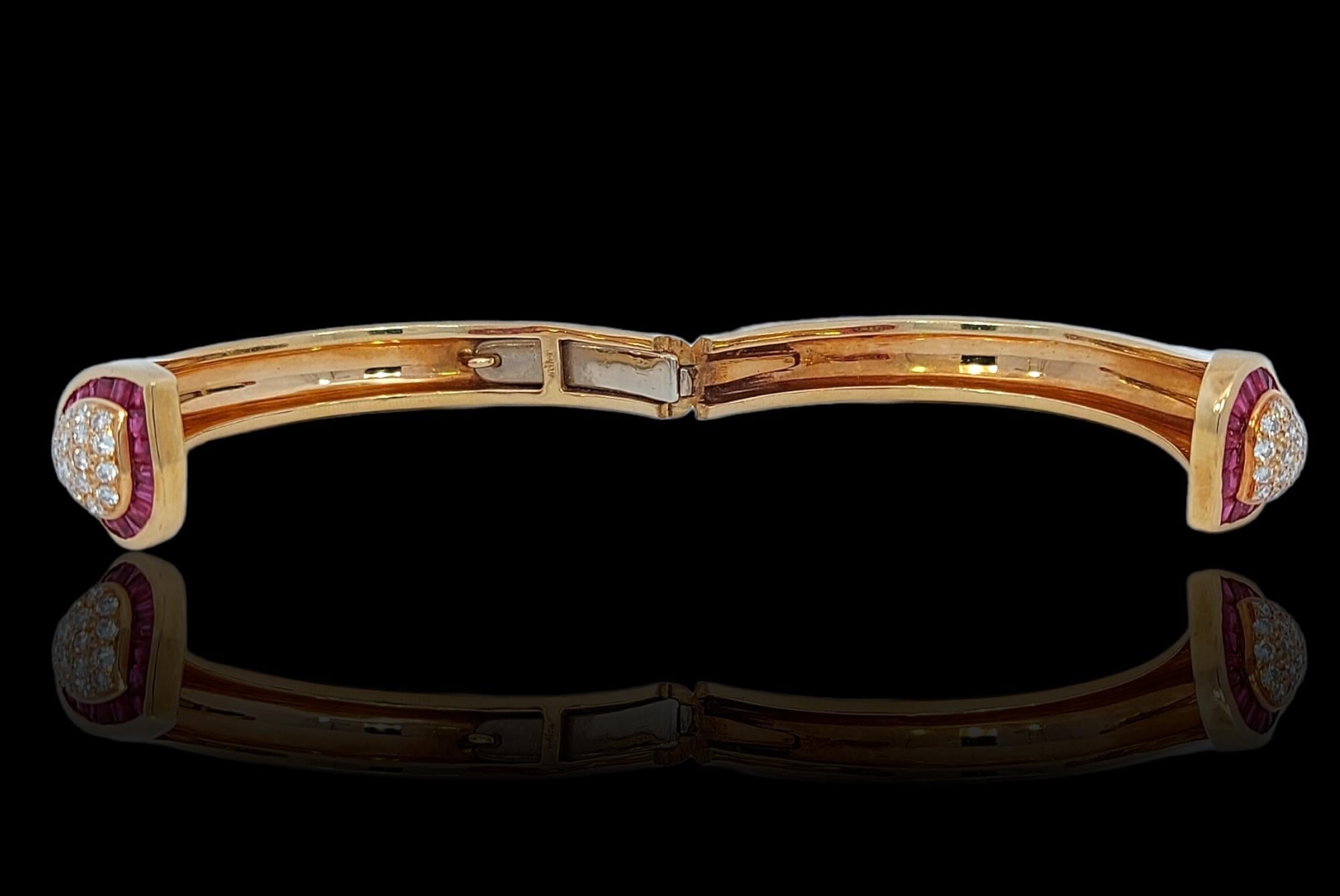 18kt Gold Set of 2 Adler Genève Heart Bracelets Set with Sapphire, Rub, Diamonds 7