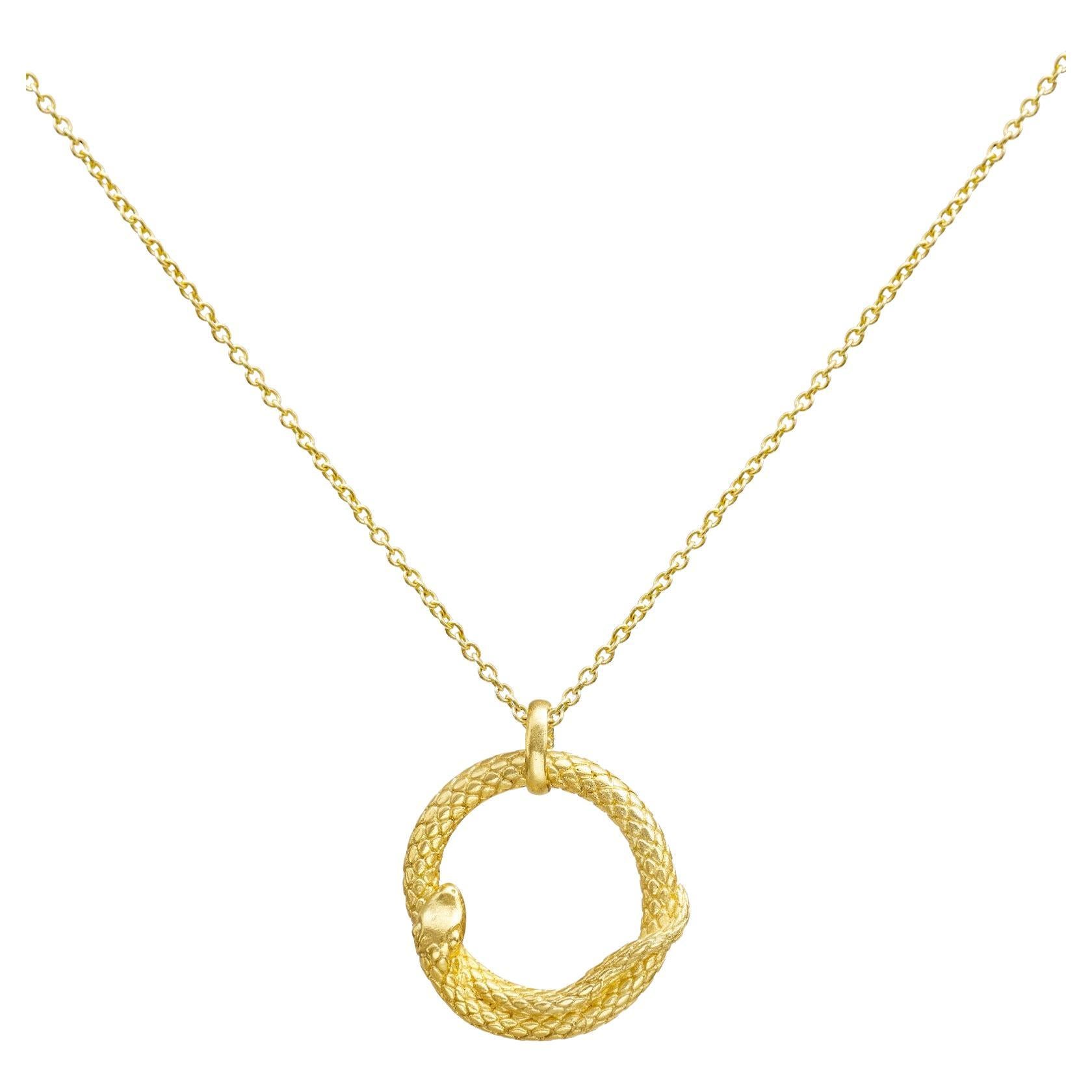 18kt Gold Snake Necklace For Sale