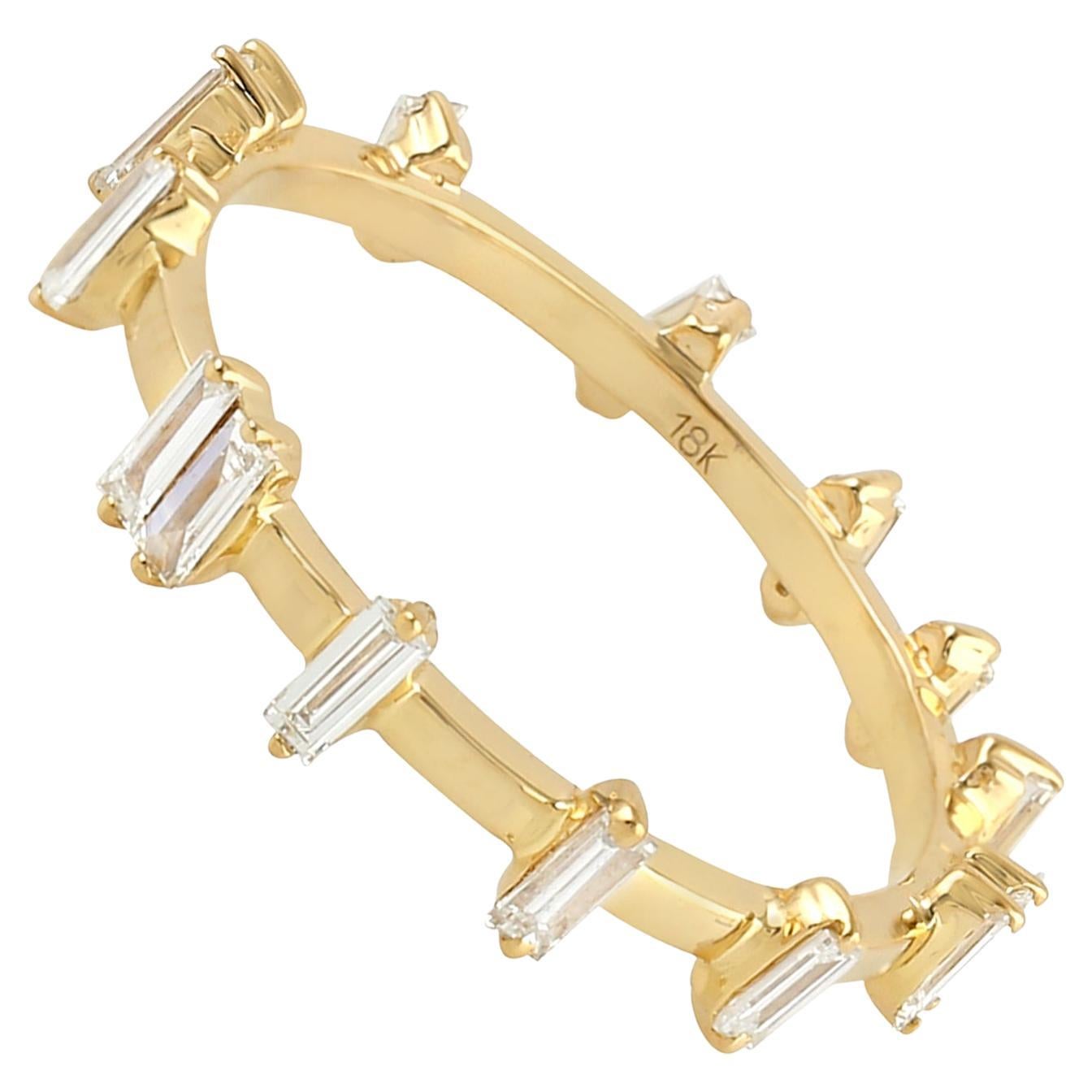 18KT Gold 
Spaced Baguette Diamond Floating Eternity Band For Sale