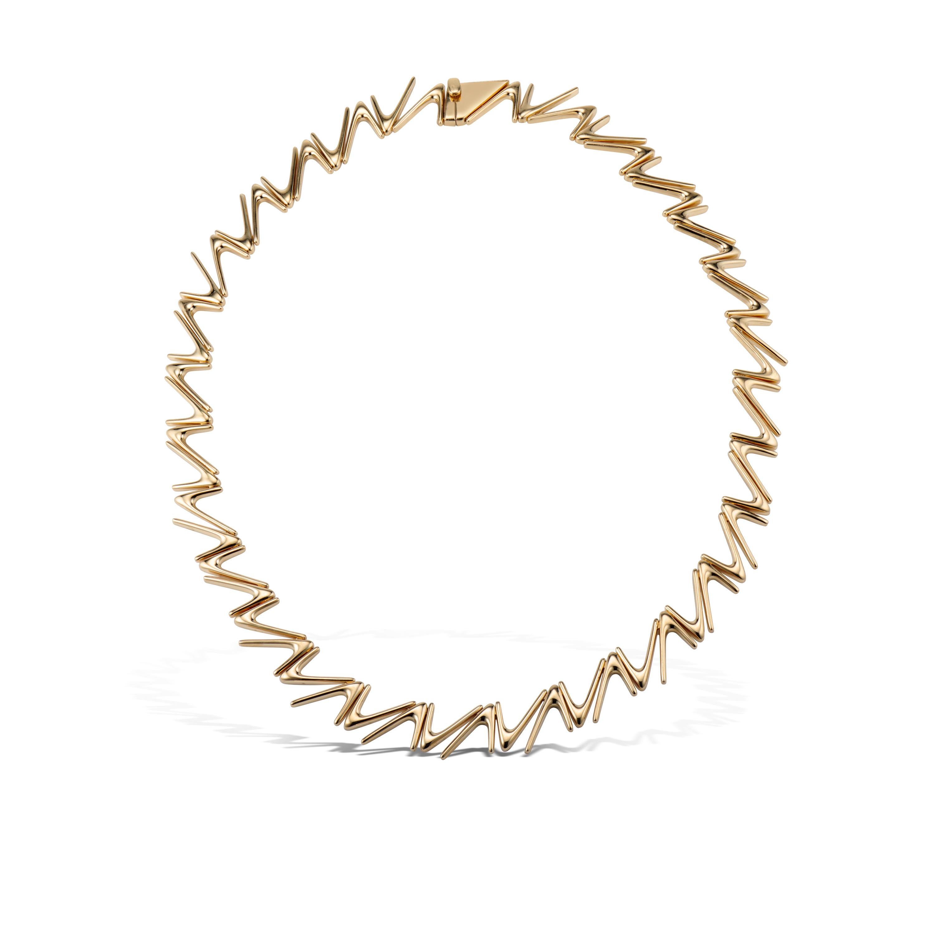 The SPIKE Chain is meticulously crafted to gracefully conform to the contours of your neck with every motion. This chain transcends conventional design norms, boasting a distinctly contemporary allure that imbues the wearer with a palpable sense of