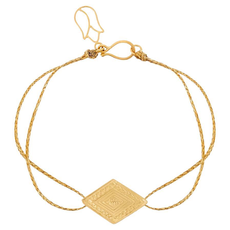 18kt Gold Stamp Wheat Grain Cord Bracelet, Plain Gold For Sale at