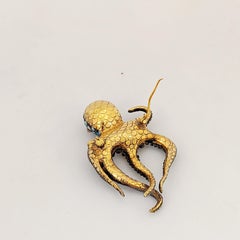 18KT Gold & Sterling Silber Oktopus Brosche mit 7.10Ct. Opale:: Diamanten & Rubine