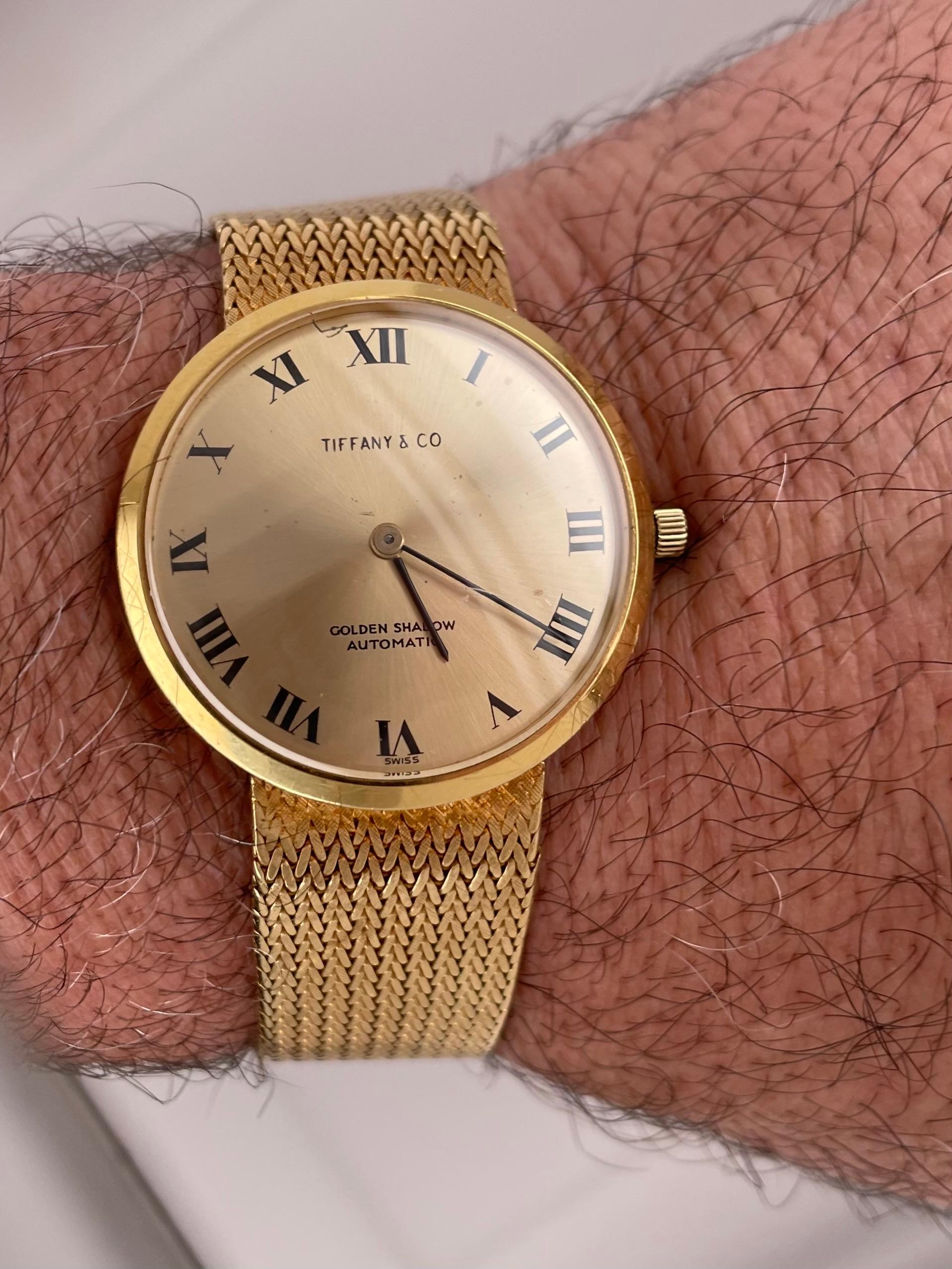 18KT Yellow Gold Tiffany and Co Golden Shadow Wrist Watch, 1965 For Sale 2