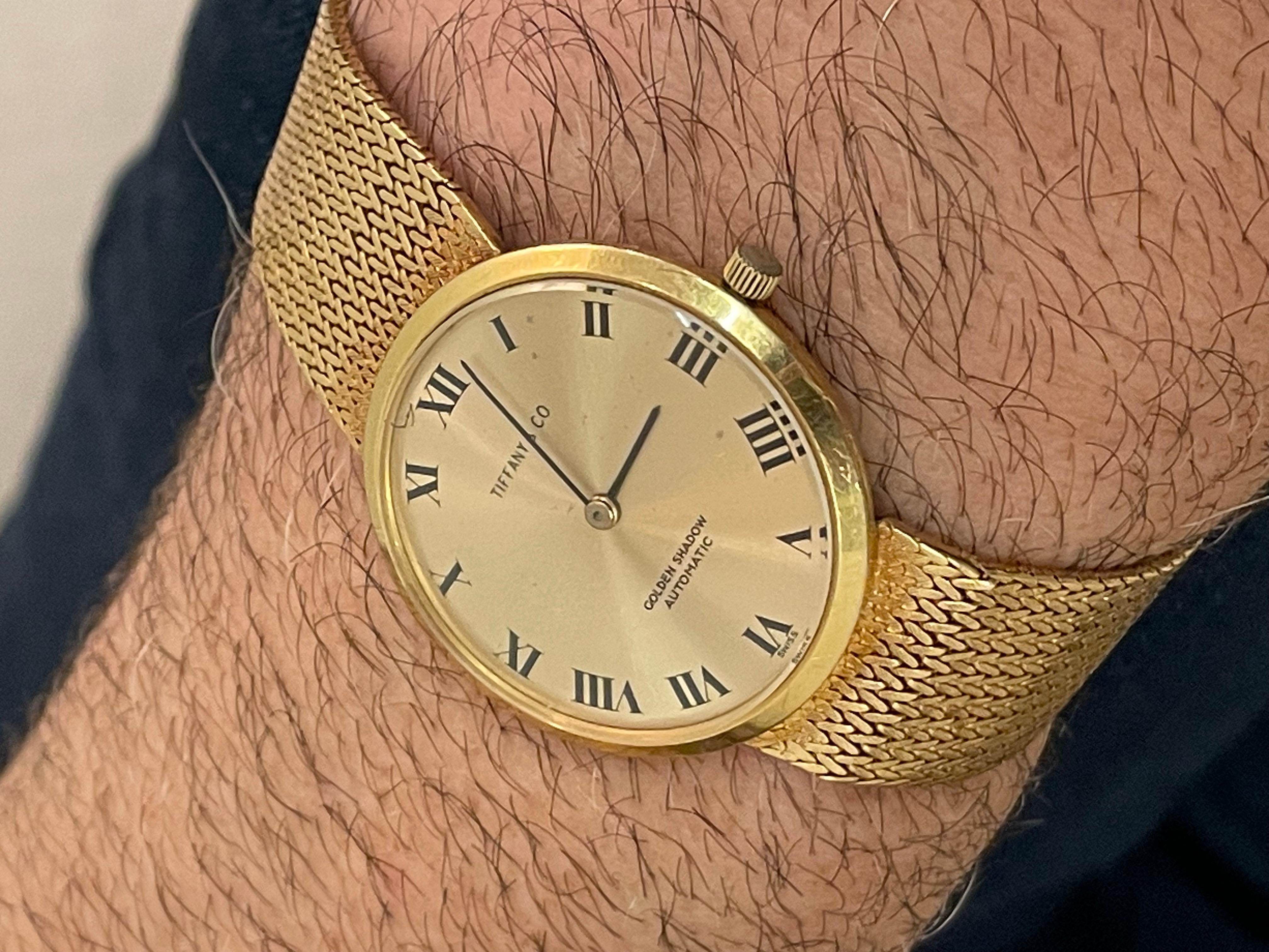 18KT Yellow Gold Tiffany and Co Golden Shadow Wrist Watch, 1965 In Good Condition For Sale In Manhasset, NY