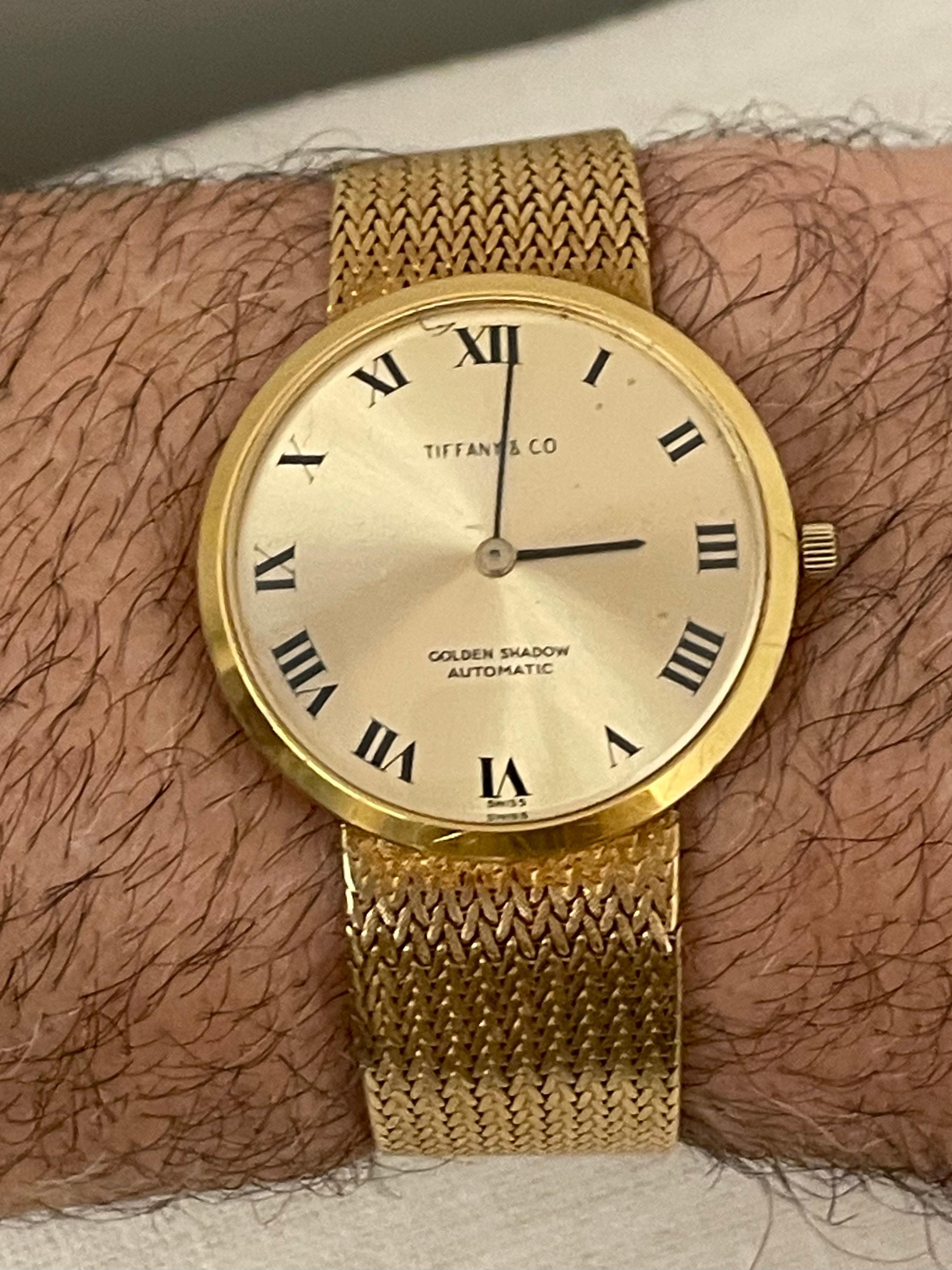18KT Yellow Gold Tiffany and Co Golden Shadow Wrist Watch, 1965 For Sale 1