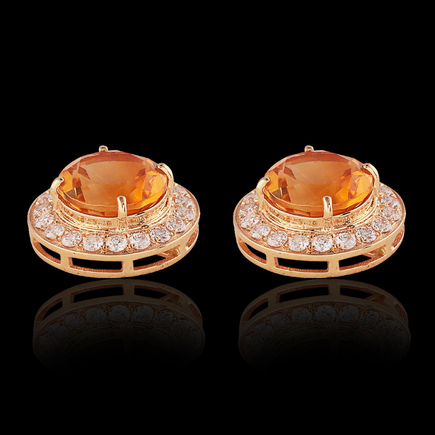 Art nouveau Boucles d'oreilles en or 18kt Topaze et diamant en vente
