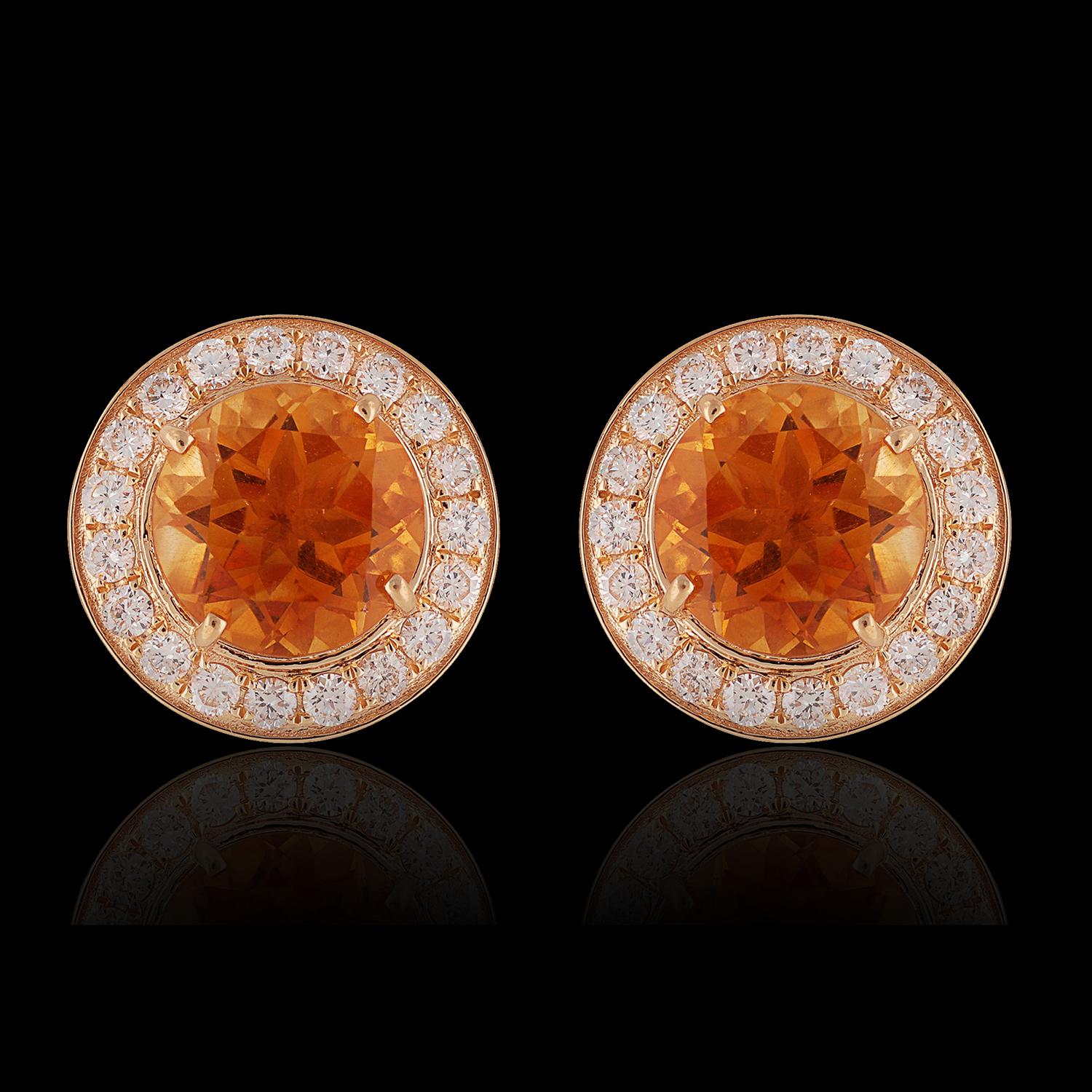 Taille brillant Boucles d'oreilles en or 18kt Topaze et diamant en vente
