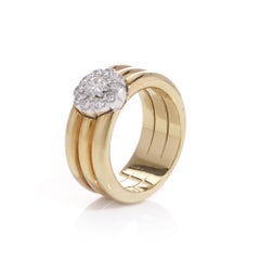 18kt Gold Triple Band Diamond Cluster Ring