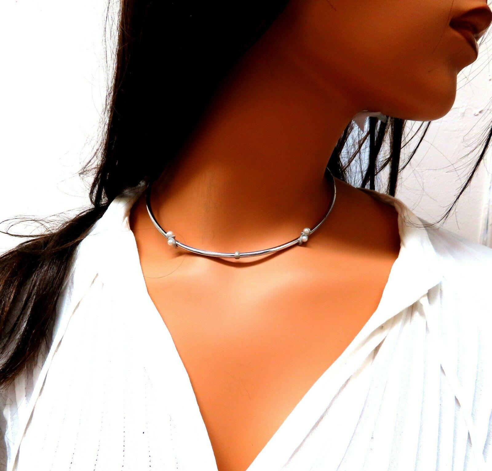 Women's or Men's 18 Karat Gold Tubular Diamond Cable Link Necklace For Sale