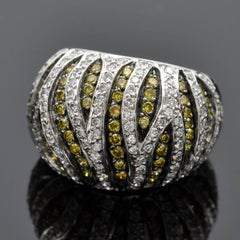 Claris-A Zebra Dome Ring 18 Karat Gold White and Yellow Diamond
