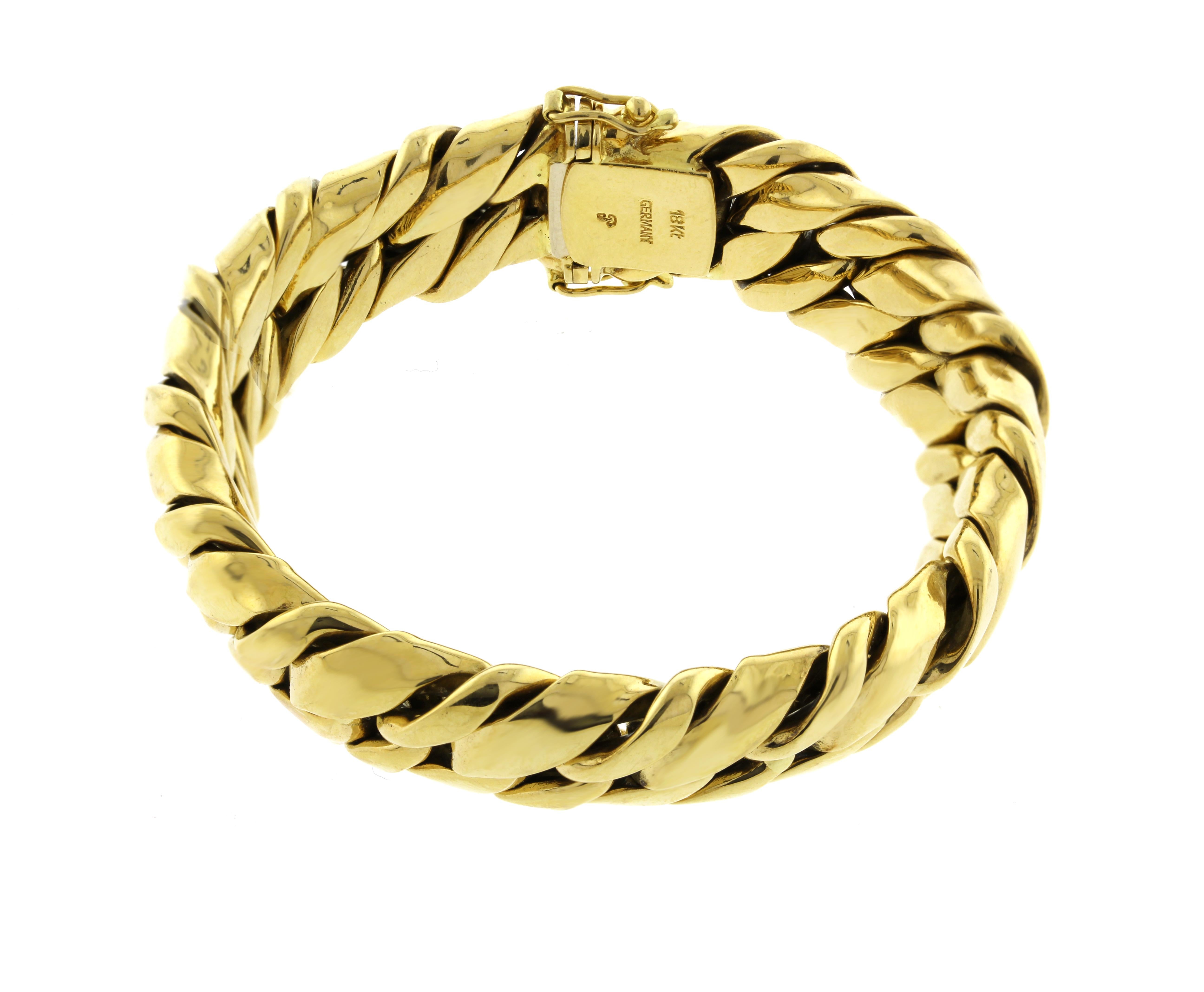 Women's or Men's 18kt Gold Woven Bracelet Made by Abel & Zimmerman for Pampillonia Jewelers For Sale
