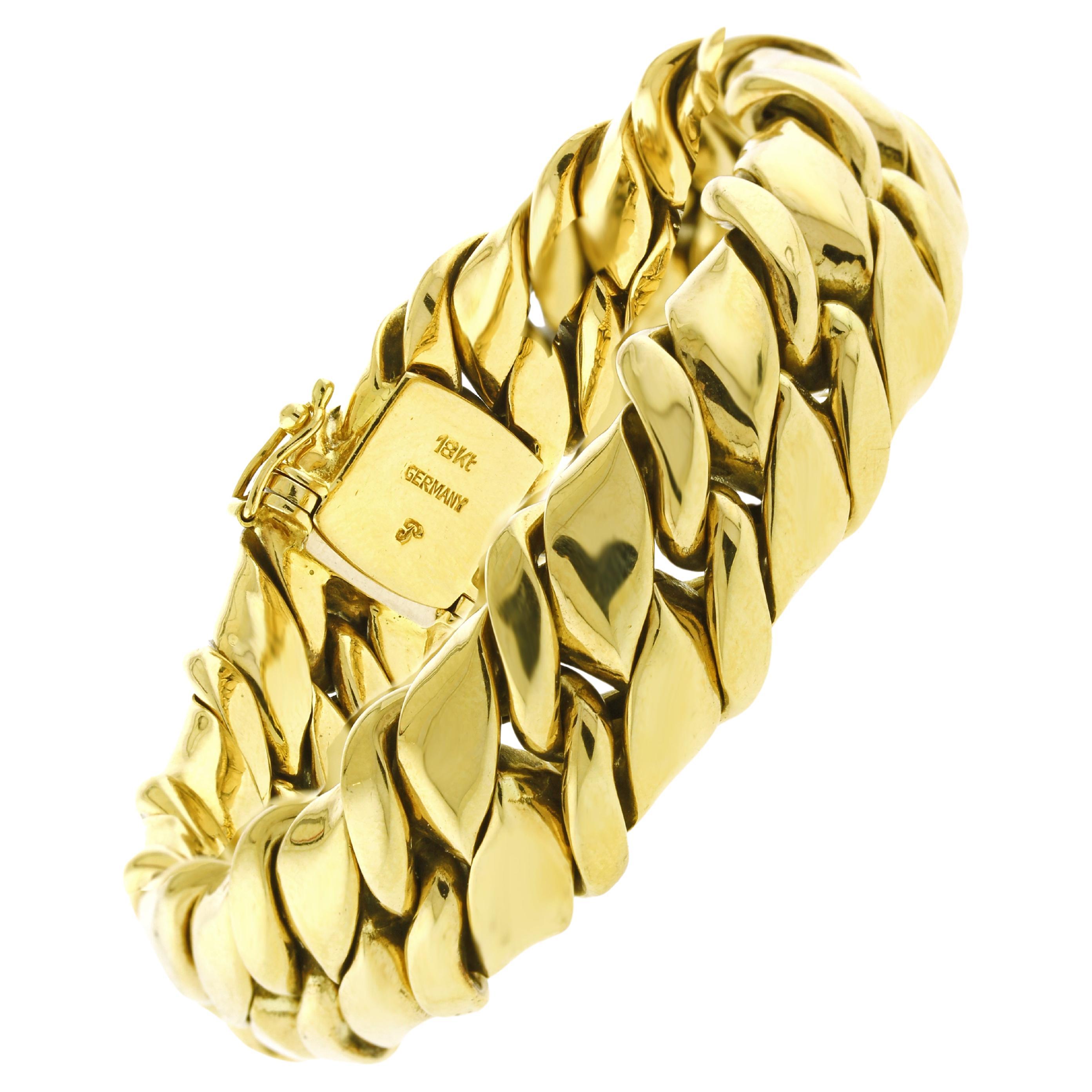 18kt Gold Woven Bracelet Made by Abel & Zimmerman for Pampillonia Jewelers For Sale