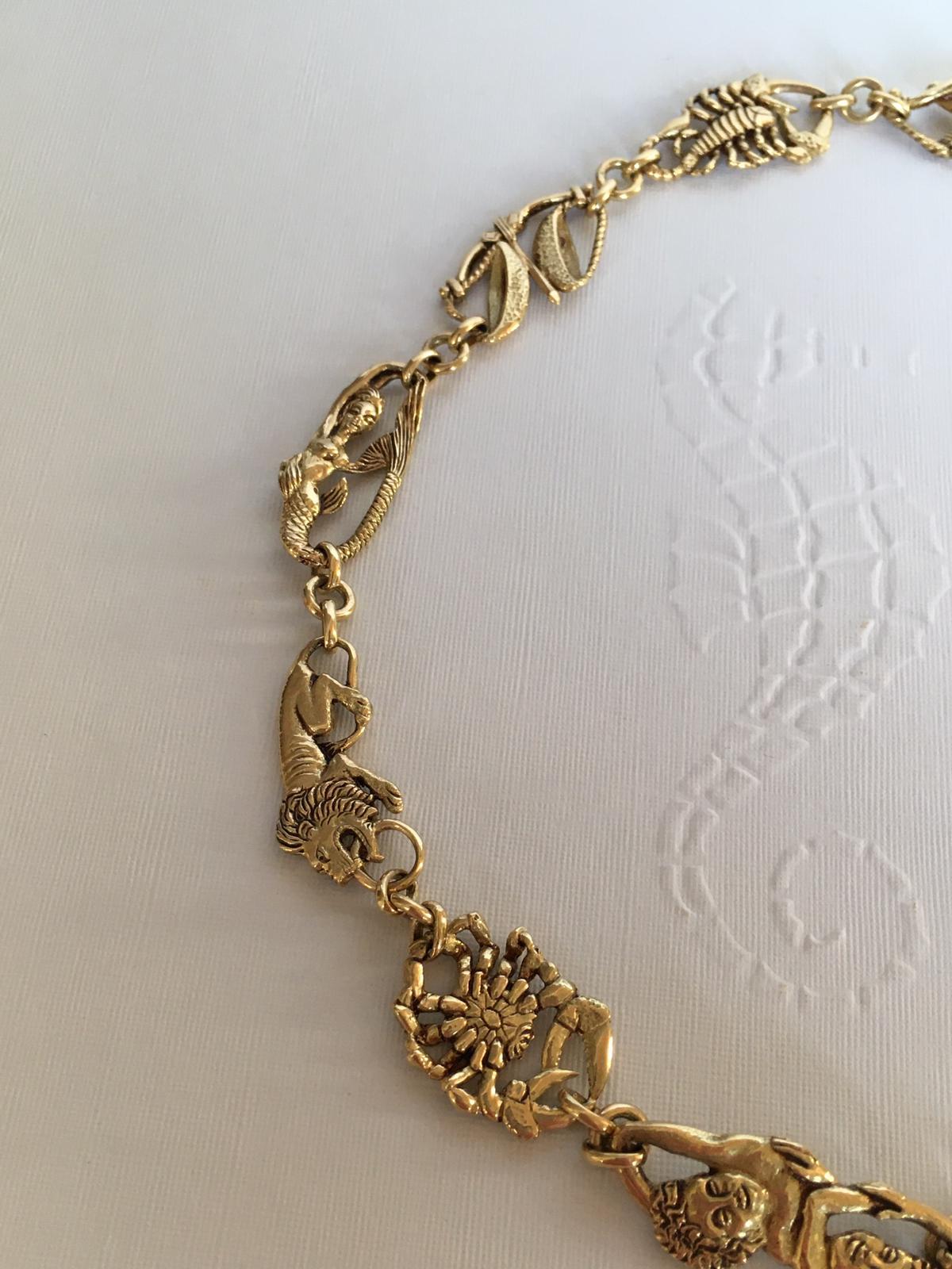 18kt gold zodiac necklace , yellow gold, fratelli piccini, 750, gold In New Condition For Sale In Firenze, FI