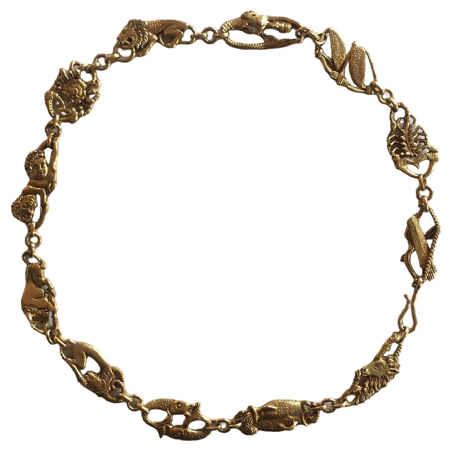 Collier zodiac en or 18kt , or jaune, Fratelli Piccini, 750, or
