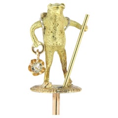 18kt Gold Frog Stick Pin
