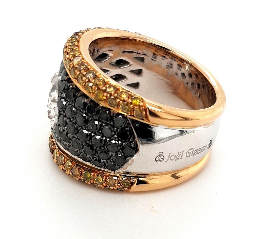 18kt Gold Ring with Black & Fancy Cognac Diamonds, 2.31ct Large Oval Diamond For Sale 5