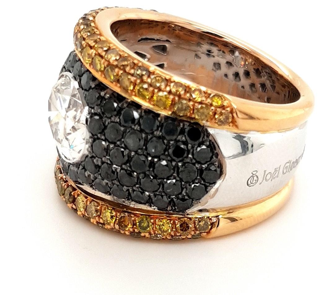 18kt Gold Ring with Black & Fancy Cognac Diamonds, 2.31ct Large Oval Diamond For Sale 2