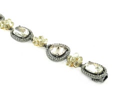 18 Karat Grey Gold Rose Cut Bracelet with White and Fancy Yellow Diamonds