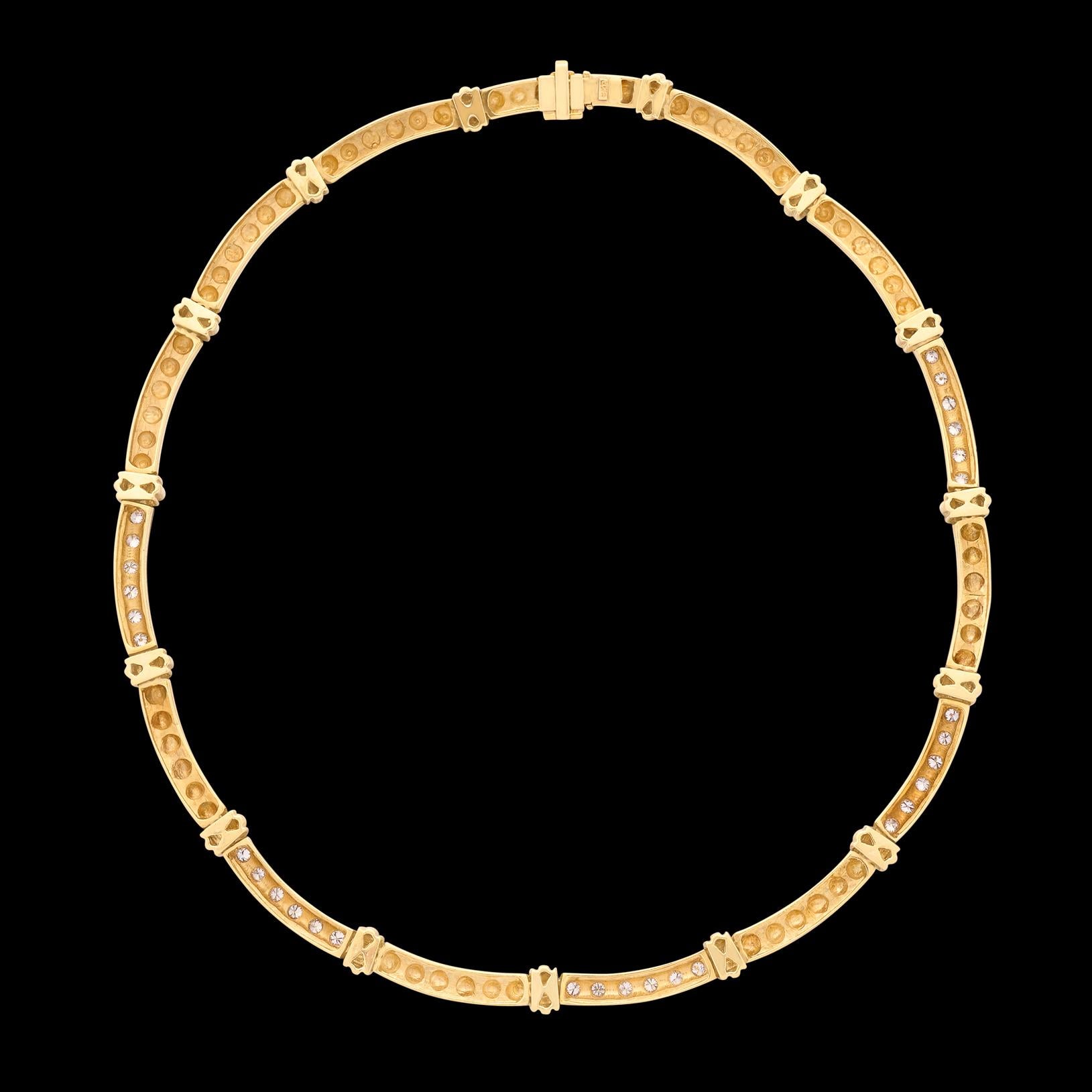 18kt Italian Gold & Diamond Choker Necklace In Excellent Condition For Sale In San Francisco, CA