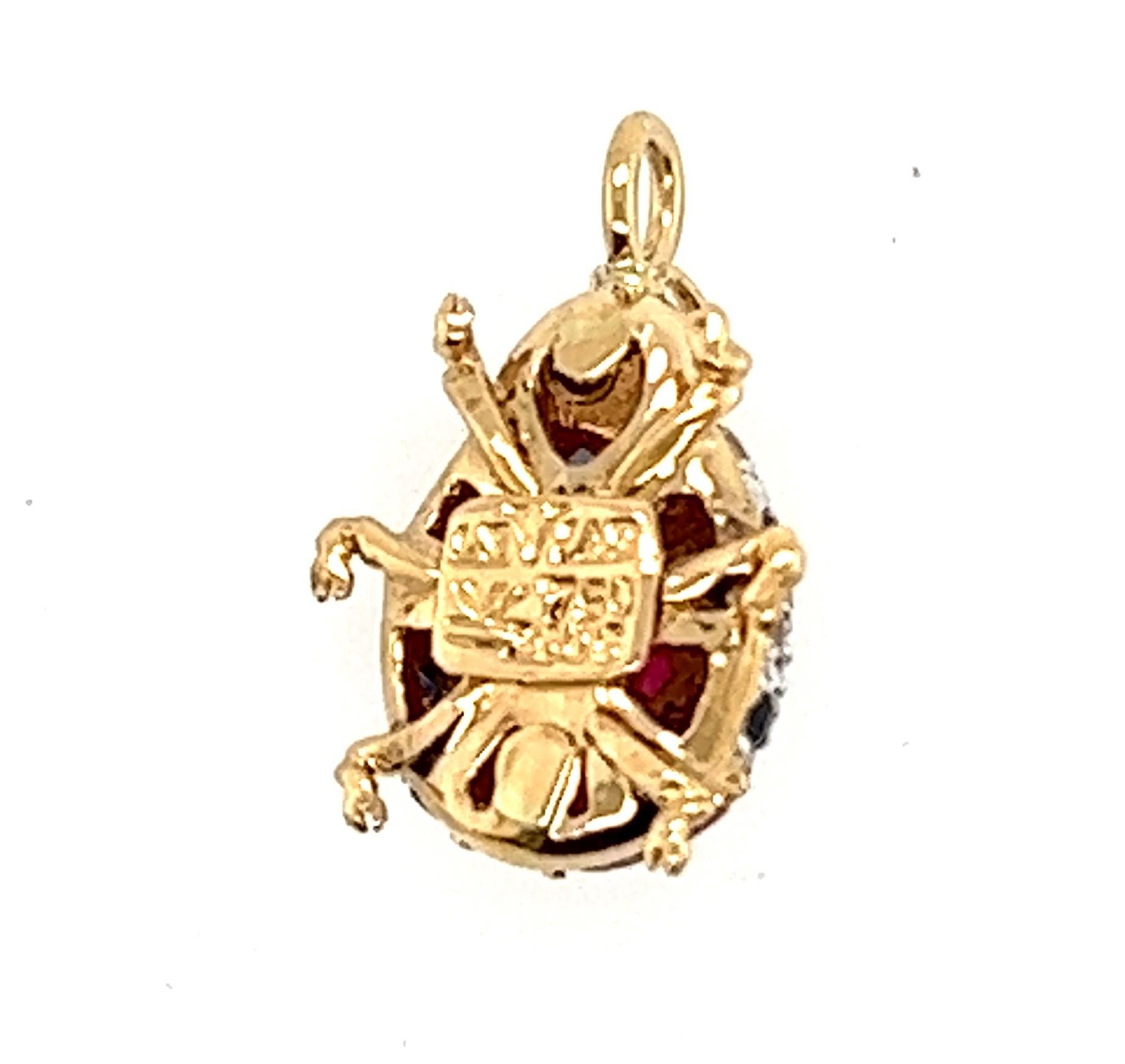 18kt yellow and white gold LeVian lady bug pendant. 

This was made into a pendant from a pin. 

The lady bug measures 5/8