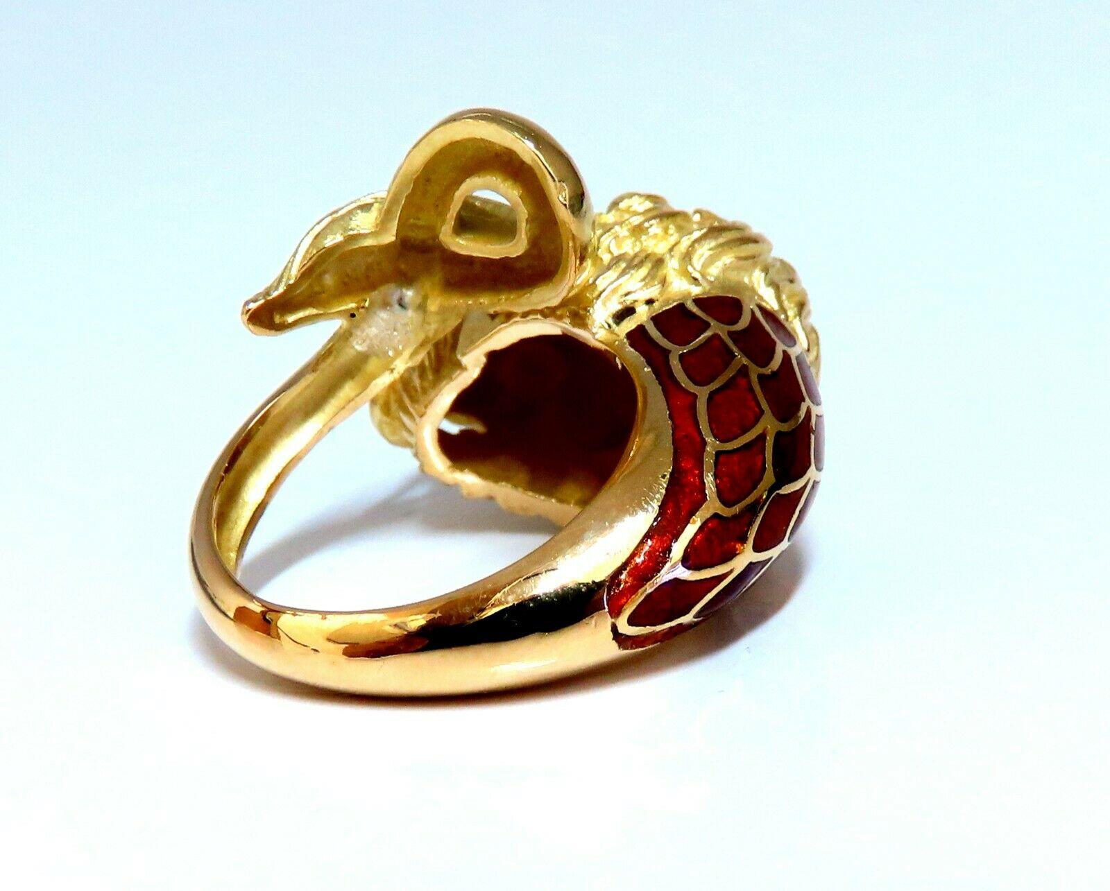 18 Karat Lion Wrap Enamel Ring For Sale 2