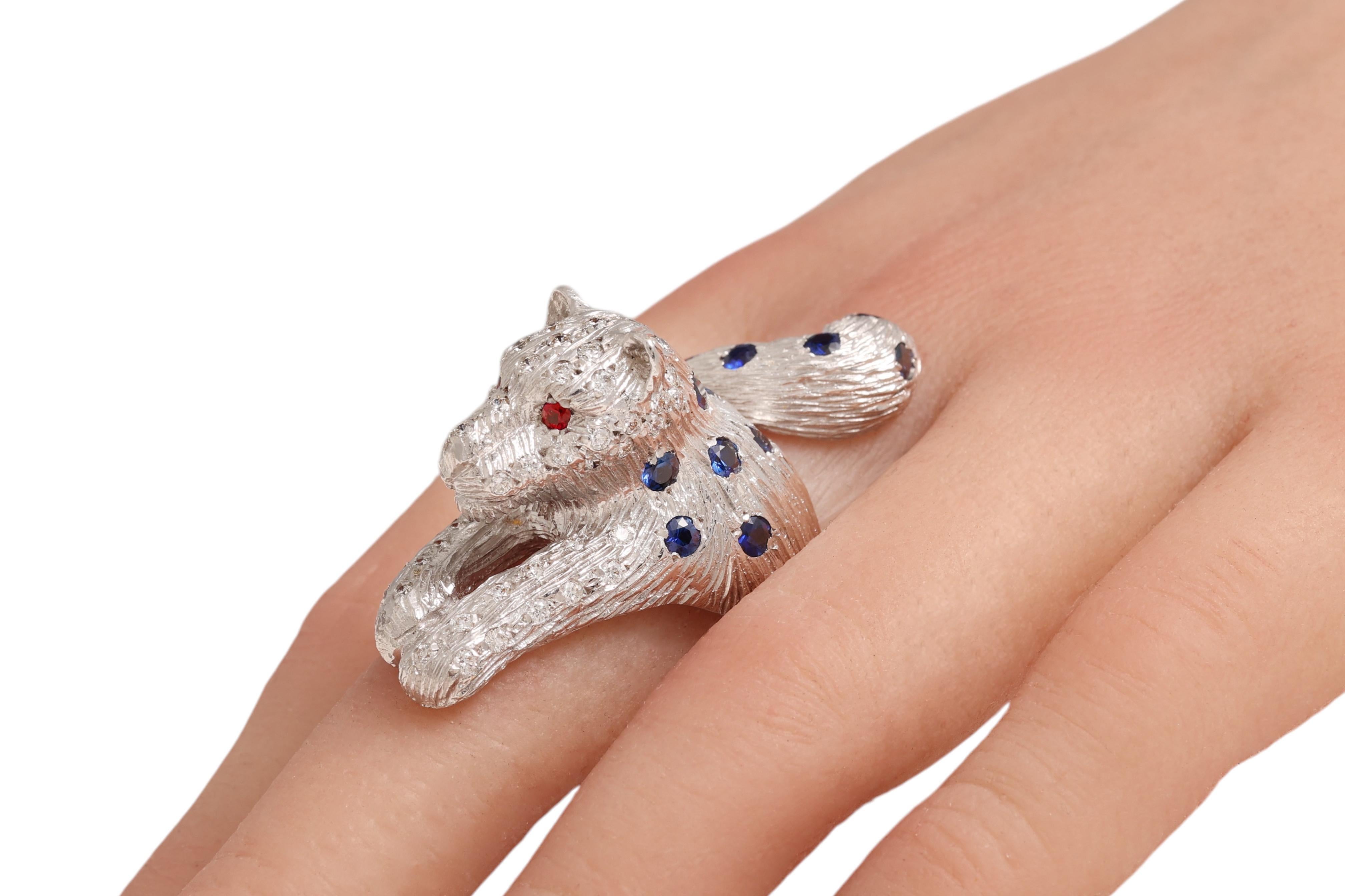18 Karat Maramenos Pateras Panther- oder Tigerring mit Diamanten und Saphiren im Angebot 9