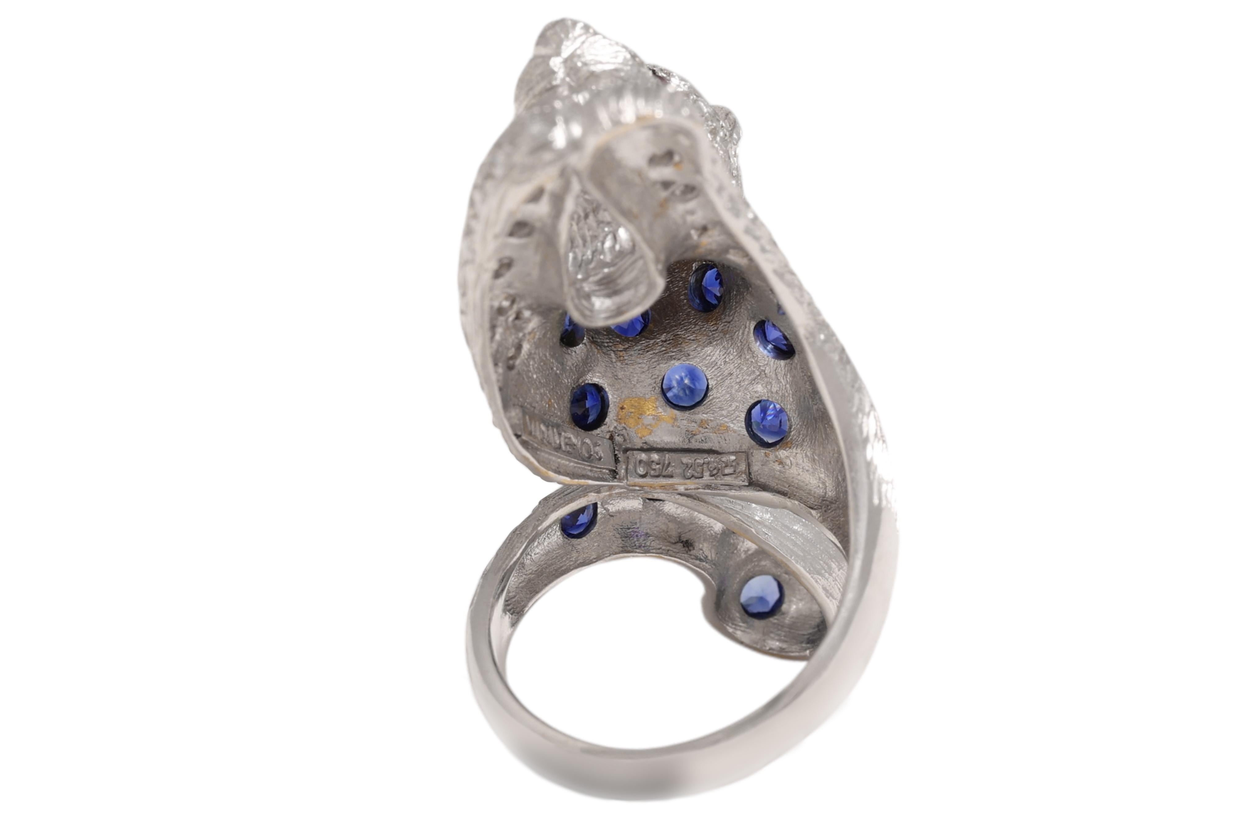 18 Karat Maramenos Pateras Panther- oder Tigerring mit Diamanten und Saphiren im Angebot 6
